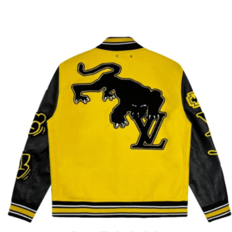 LV Yellow and Black Varsity Leather Jacket