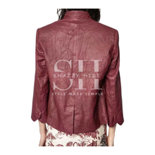 Athena Grant Maroon Leather Maroon Jacket