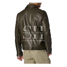 Asher Moto Olive Leather Jacket