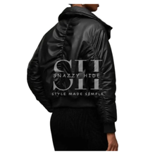 All Saints Sloane Padded Leather Black Bomber Jacket