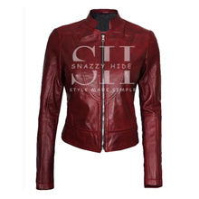 Amy Maroon Leather Jacket