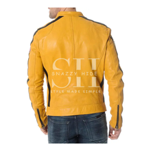 Men's Yellow Cafe Racer Leather Jacket