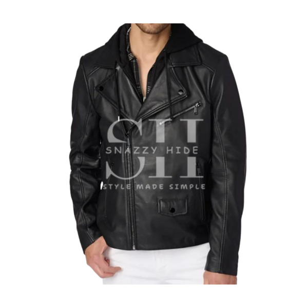 Jaxson Hooded Moto Leather Jacket