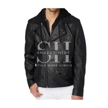 Jaxson Hooded Moto Leather Jacket