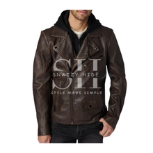 Jaxson Hooded Moto Leather Jacket