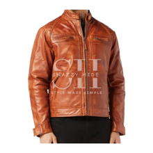 Biker Leather Tan Brown Jacket