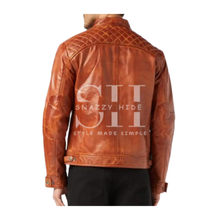 Biker Leather Tan Brown Jacket
