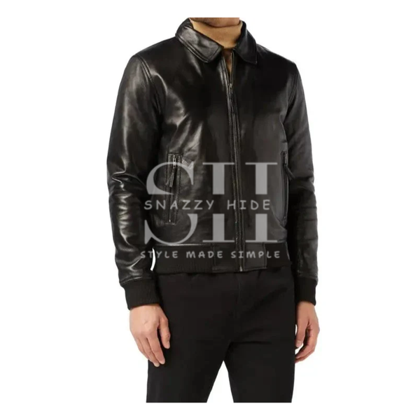 Bomber Biker With Collar Black Jacket