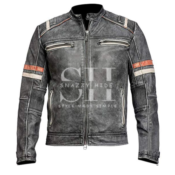 Retro 3 Moto Racer Leather Jacket