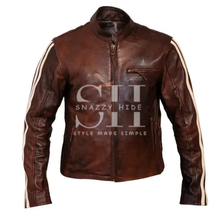 Cafe Racer Stripes Design Leather Jacket