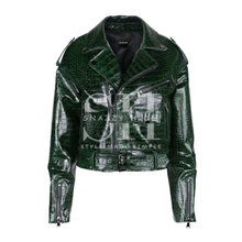 Dore Croc Leather Brown Jacket