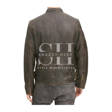 Distressed Cafe Racer Leather Brown Jacket