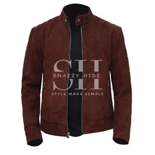 Brown Suede Leather Men Jacket