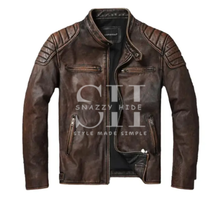 Cowhide Brown Leather Jacket For Men