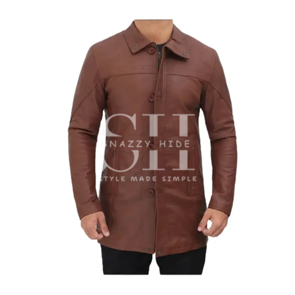 Brown Leather Trench Coat