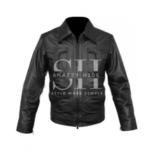 Classic Mens Black Leather Bomber Jacket