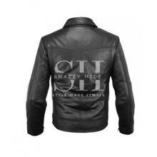 Classic Mens Black Leather Bomber Jacket