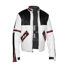 Chaser Box Black and White Bomber Leather Jacket