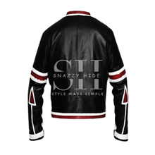 Chaser Box Black and White Bomber Leather Jacket