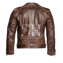 Brown Distressed Quilted Leather Men’s Jacket