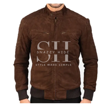 Brown Cafe Racer Suede Leather Jacket