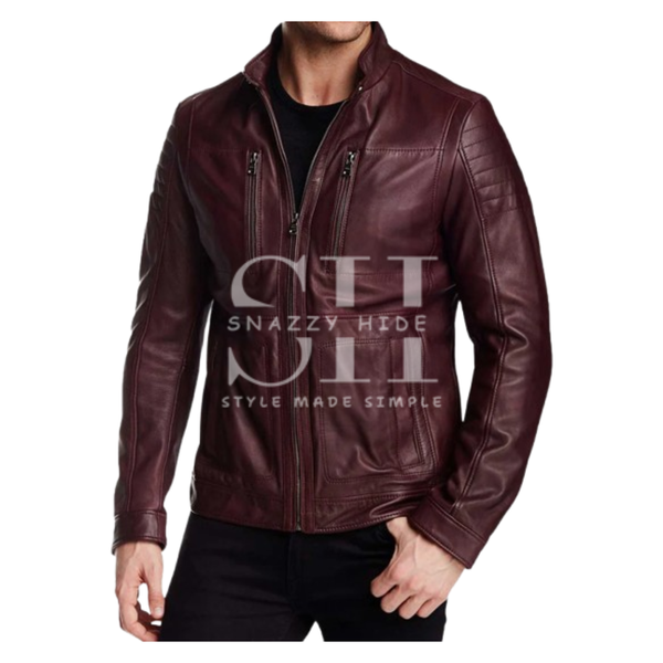 Oliver Maroon Aviator Cafe Racer Jacket