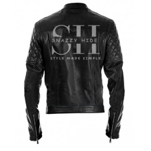 Men Black Motorcycle Leather Jacket
