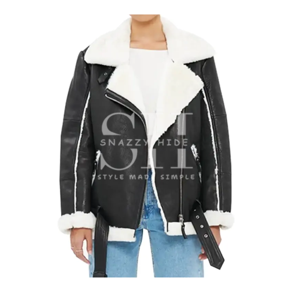 Black Shearling Leather Jacket