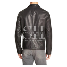 Zip Front Stylish Black Leather Jacket