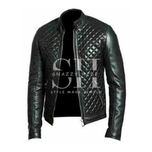 Black Quilted Cafe Racer Jacket