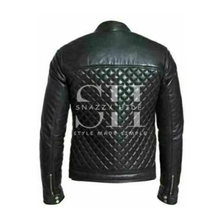 Black Quilted Cafe Racer Jacket