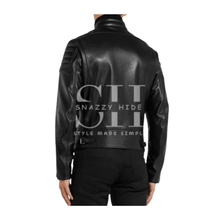 Black Padded Sleeves Leather Jacket For Men’s