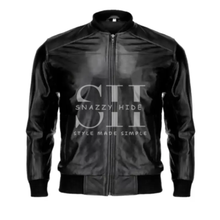 Black Leather Bomber Men's Jacket
