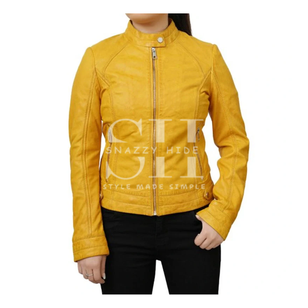 Cafe Racer Style Women's Leather Jacket