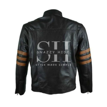 Black Cafe Racer With Brown Stripes Jacket