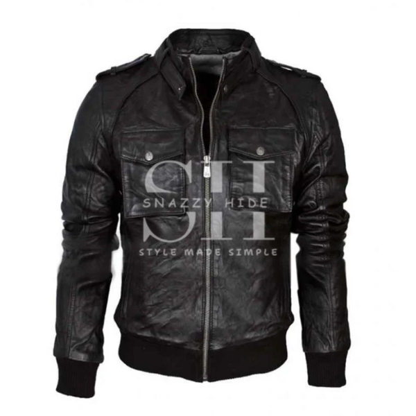 Black Biker Mens Leather Jacket
