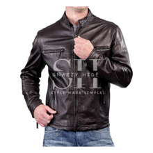 Biker Slim Fit Casual Dark Brown Jacket