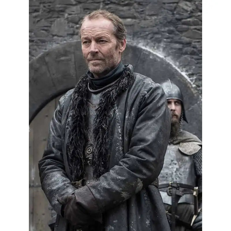 Game of Thrones Winterfell Jorah Mormont Black Leather Coat