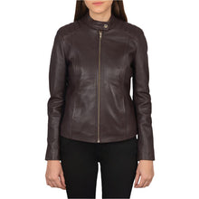 Women's Kelsee Maroon Leather Biker Jacket
