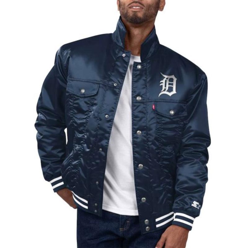 Detroit Tigers Navy Silver Tab Trucker Jacket