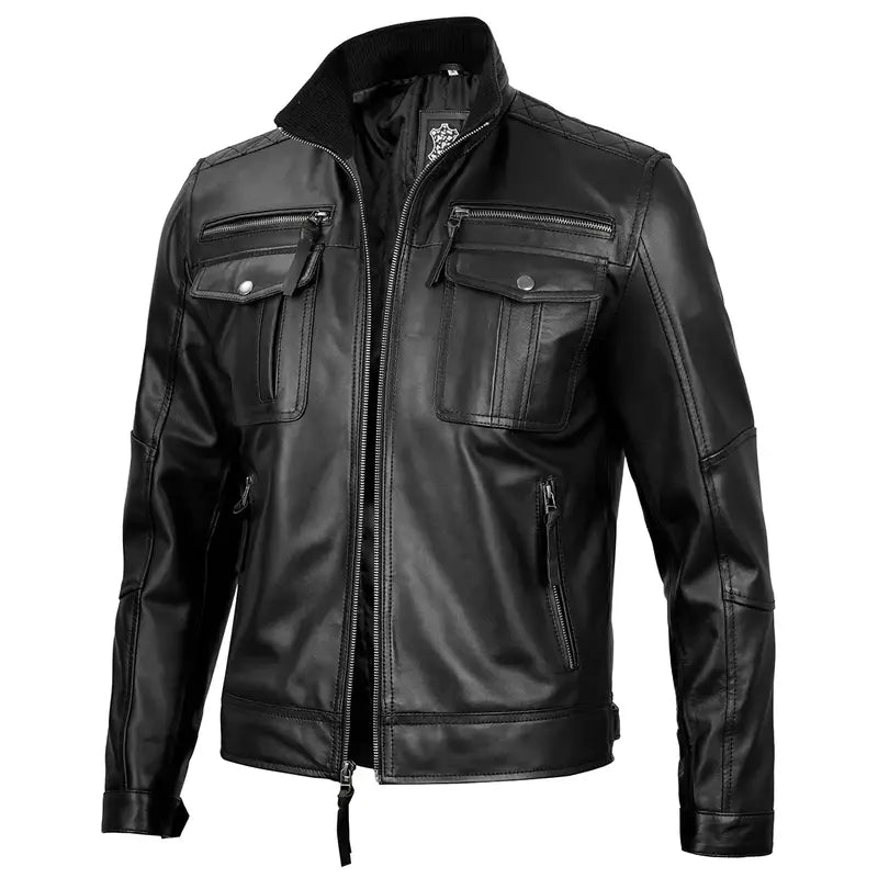 Men's Cafe Racer Moffit Real Leather Jacket