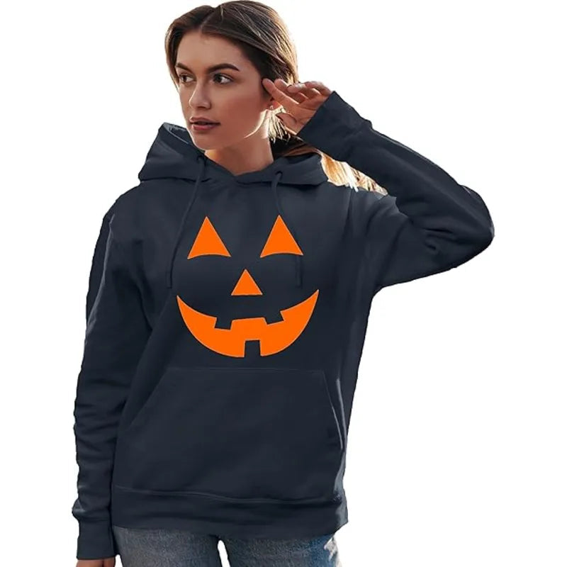 Go All Out Jack O Lantern Pumpkin Face Halloween Pullover Hoodie