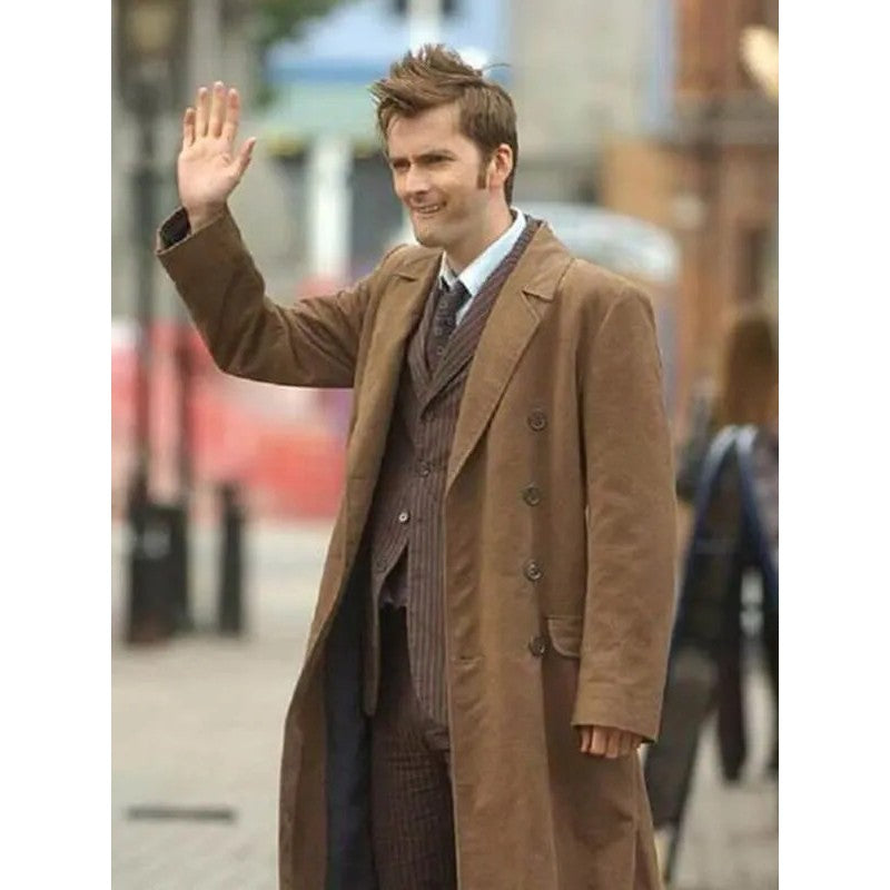 10th Doctor Who Brown Wool Coat